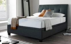 Novo Acerra Ottoman Bed Frame, Superking, Oatmeal -Bedding Specialty Store kaydian accent dressed slate