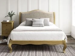 Lyon Kingsman Ivory Upholstered Oak Bed Frame - LFE - Bed Frame Only -Bedding Specialty Store kingsman ivorynew 4