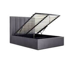 Linea Grey Upholstered Ottoman Bed Frame Only -Bedding Specialty Store linea grey cutout angle 2