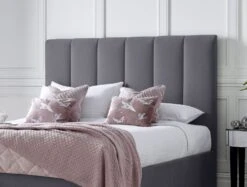 Linea Grey Upholstered Ottoman Bed Frame Only -Bedding Specialty Store linea grey headboard