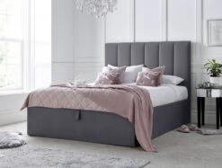 Linea Grey Upholstered Ottoman Bed Frame Only -Bedding Specialty Store linea grey main
