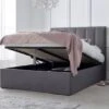 Linea Grey Upholstered Ottoman Bed Frame Only -Bedding Specialty Store linea grey open 1