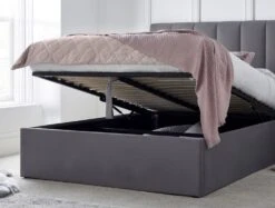 Linea Grey Upholstered Ottoman Bed Frame Only -Bedding Specialty Store linea grey storage
