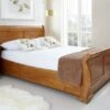 Toulon Wooden Sleigh Bed - Oak Finish - Bed Frame Only -Bedding Specialty Store louie oak main 1