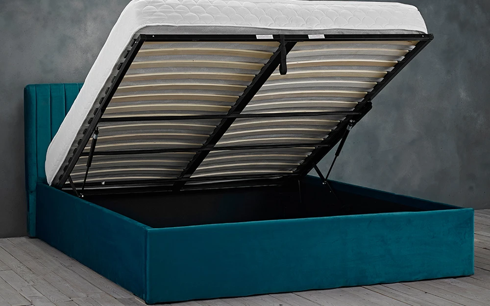LPD Berlin Velvet Ottoman Bed Frame, King Size, Teal 4 LPD Berlin Velvet Ottoman Bed Frame, King Size, Teal - Image 2