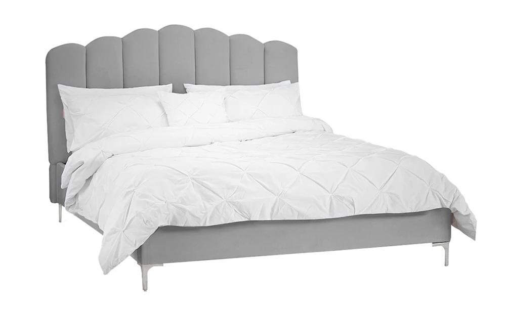LPD Willow Silver Velvet Bed Frame, King Size 4 LPD Willow Silver Velvet Bed Frame, King Size - Image 2