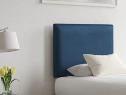 Deluxe Square Malia Blue Velvet Upholstered Headboard