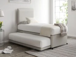 Cheltenham Malia Silver Upholstered Guest Bed With Mattresses