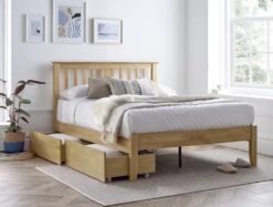 Malmo Oak Finish Wooden Bed Frame -Bedding Specialty Store malmo double oak open