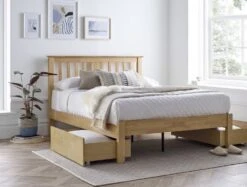 Malmo Oak Finish Wooden Bed Frame -Bedding Specialty Store malmo double oak open sides 1