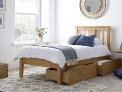 Malmo Oak Finish Solo Wooden Bed Frame -Bedding Specialty Store malmo solo oak open 1