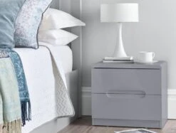Julian Bowen Manhattan Grey 2 Drawer Bedside Table