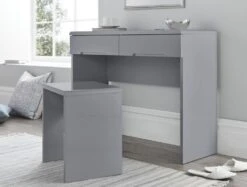 Julian Bowen Manhattan 2 Drawer Grey Dressing Table With Stool