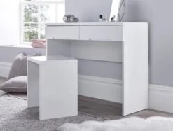 Julian Bowen Manhattan White 2 Drawer Dressing Table With Stool