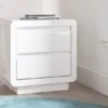 Marlow White High Gloss - 2 Drawer Bedside -Bedding Specialty Store marlow white bedside originalnew