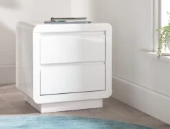 Marlow White High Gloss - 2 Drawer Bedside