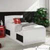 Maxistore 3 Door White/Black Wooden Storage Single Bed Frame -Bedding Specialty Store maxistore black side website new 3
