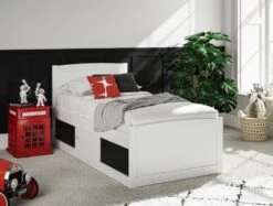 Maxistore 3 Door White/Black Wooden Storage Single Bed Frame