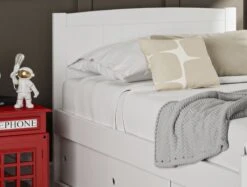 Maxistore 3 Door White Wooden Storage Single Bed Frame -Bedding Specialty Store maxistore grey hb close up website new