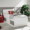 Maxistore 3 Door White/Grey Wooden Storage Single Bed Frame -Bedding Specialty Store maxistore grey side website new