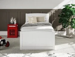 Maxistore 3 Door White/Black Wooden Storage Single Bed Frame -Bedding Specialty Store maxistore white front website new