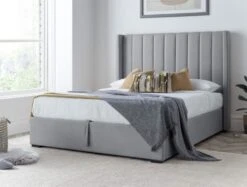 Maya Winged Ottoman Light Grey - Bed Frame Only -Bedding Specialty Store maya grey closed website 1