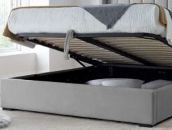 Maya Winged Ottoman Light Grey - Bed Frame Only -Bedding Specialty Store maya grey fb close up website