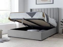 Maya Winged Ottoman Light Grey - Bed Frame Only -Bedding Specialty Store maya grey open website 1
