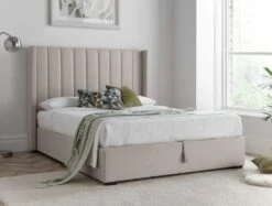 Maya Winged Ottoman Natural - Bed Frame Only -Bedding Specialty Store maya natural closed website 1
