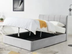Mayfair Ottoman Silver Grey Velvet Upholstered Bed Frame