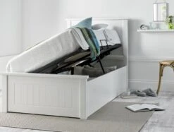 New England Solo White Wooden Ottoman Storage Bed