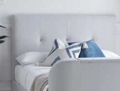 Olivia Upholstered TV Bed Shell Bed Frame Only -Bedding Specialty Store olivia tv bed shell hb close up website 1