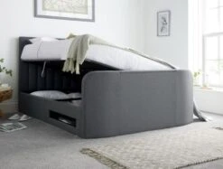 Onelife Seal Grey Upholstered TV Ottoman Bed Frame -Bedding Specialty Store onelife tv bed open originalnew
