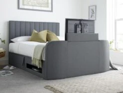 Onelife Seal Grey Upholstered TV Ottoman Bed Frame