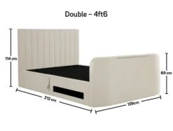 Onelife Natural Velvet Upholstered TV Ottoman Bed Frame -Bedding Specialty Store onelife tv natural double