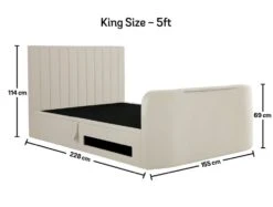 Onelife Natural Velvet Upholstered TV Ottoman Bed Frame -Bedding Specialty Store onelife tv natural kingsize