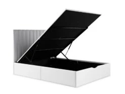 Onelife Off White Upholstered Ottoman Bed Frame -Bedding Specialty Store pale grey bed open originalnew 1