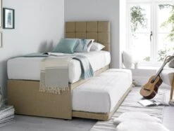 Partners Linoso Sand Upholstered Guest Bed With Mattresses