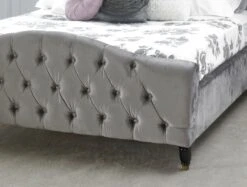Annabel Upholstered Bed Silver - King Size Bed Frame Only -Bedding Specialty Store phobos silver.footend close up 2