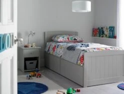 Portland Solo Grey Bed Frame -Bedding Specialty Store portland grey with underdrawers main 1 originalnew 1