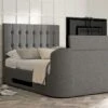 Dorchester Upholstered Arran Pebble Ottoman TV Bed - Bed Frame Only -Bedding Specialty Store rylee arran pebble opened tvnew