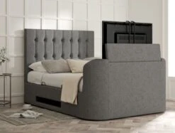 Dorchester Upholstered Arran Pebble Ottoman TV Bed - Bed Frame Only -Bedding Specialty Store rylee arran pebble opened tvnew 3