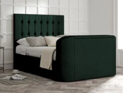 Dorchester Upholstered Hugo Bottle Green Ottoman TV Bed - Bed Frame Only -Bedding Specialty Store rylee gatsby forest closednew 3