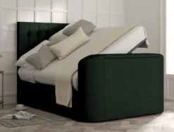Dorchester Upholstered Hugo Bottle Green Ottoman TV Bed - Bed Frame Only -Bedding Specialty Store rylee gatsby forest openednew 1