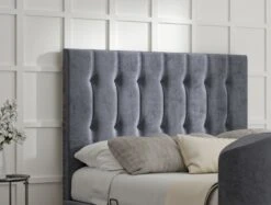 Dorchester Upholstered Hugo Platinum Ottoman TV Bed - Bed Frame Only -Bedding Specialty Store rylee gatsby platinum closedhbnew 5