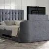 Dorchester Upholstered Hugo Platinum Ottoman TV Bed - Bed Frame Only -Bedding Specialty Store rylee gatsby platinum opened tvnew 5