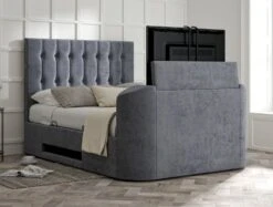 Dorchester Upholstered Hugo Platinum Ottoman TV Bed - Bed Frame Only