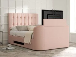 Dorchester Upholstered Linea Powder Ottoman TV Bed - Bed Frame Only