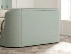 Dorchester Upholstered Linea Seablue Ottoman TV Bed - Bed Frame Only -Bedding Specialty Store rylee linea sea blue closedfbnew 2