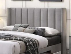 Savannah Grey Mist Upholstered Drawer Bed Frame Only -Bedding Specialty Store savannah mist headboard 1